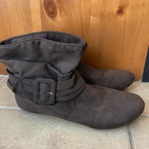 Rampage Dark Brown Ankle Booties with Buckle  - Size 8 1/2